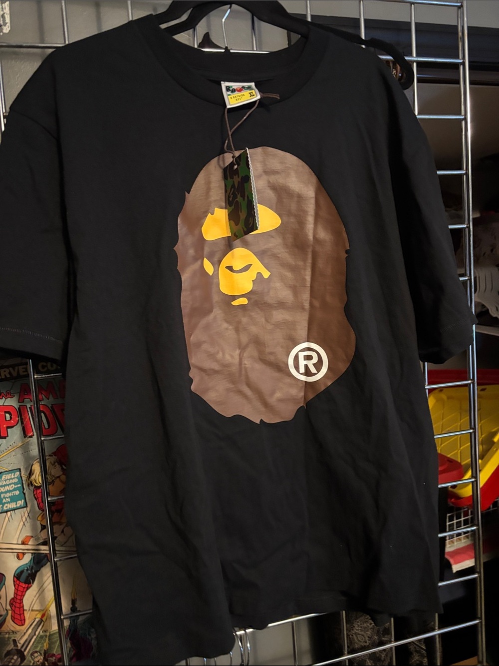Bape Black Tee with Brown Ape Head Logo